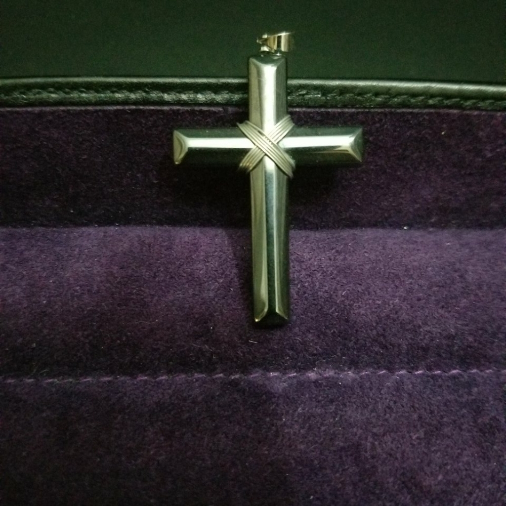 Sterling Silver and Black Men's Cross Pendant